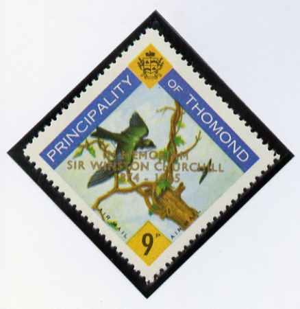 Thomond 1965 Martin 9d (Diamond-shaped) with 'Sir Winston Churchill - In Memorium' overprint in gold unmounted mint*