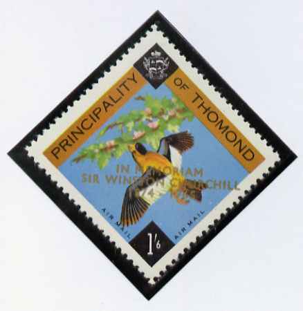 Thomond 1965 Bird 1s6d (Diamond shaped) with 'Sir Winston Churchill - In Memorial' overprinted in gold unmounted mint*