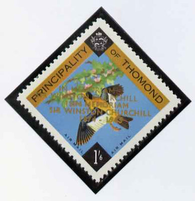Thomond 1965 Bird 1s6d (Diamond shaped) with 'Sir Winston Churchill - In Memorial' opt in gold with opt doubled unmounted mint*