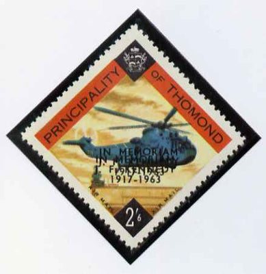 Thomond 1963 Helicopter 2s6d (Diamond shaped) with 'In Memorium - J F Kennedy' overprint with opt doubled unmounted mint