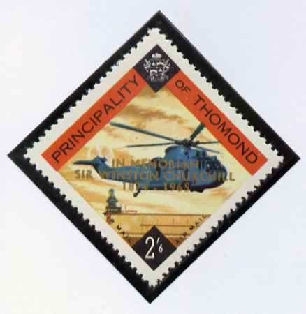 Thomond 1965 Helicopter 2s6d (Diamond shaped) with 'Sir Winston Churchill - In Memorium' overprint in gold unmounted mint*