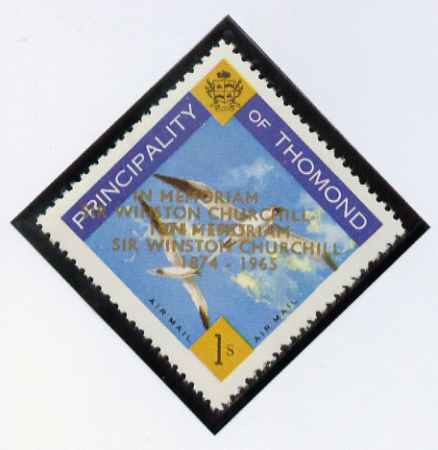 Thomond 1965 Sea Gulls 1s (Diamond shaped) with 'Sir Winston Churchill - In Memorium' overprint in gold with opt doubled unmounted mint*