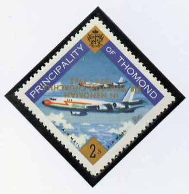 Thomond 1965 Jet Liner 2s (Diamond shaped) with 'Sir Winston Churchill - In Memorium' overprint in gold with opt inverted unmounted mint*