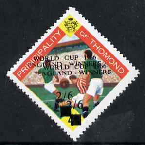 Thomond 1965 Football 4d (Diamond shaped) surcharged 2s6d World Cup 1966 - England Winners, opt doubled unmounted mint*