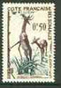 French Somali Coast 1958 Gerenuks 50c (Gazelle) from def set unmounted mint, SG 434