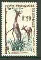 French Somali Coast 1958 Gerenuks 50c (Gazelle) from def set unmounted mint, SG 434