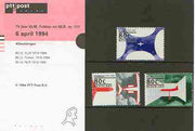 Netherlands 1994 Aircraft Industry Anniversaries set of 3 in presentation pack, as SG 1723-24