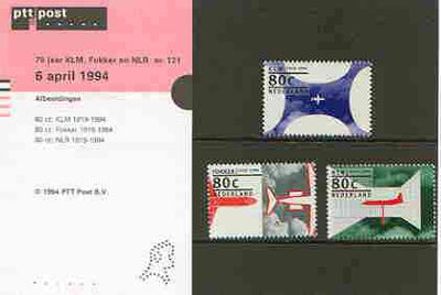 Netherlands 1994 Aircraft Industry Anniversaries set of 3 in presentation pack, as SG 1723-24