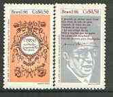 Brazil 1986 Book Day - Poet's Anniversaries set of 2 unmounted mint SG 2253-54*