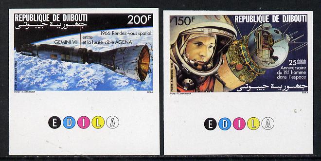 Djibouti 1986 Space Anniversary imperf set of 2 from limited printing (as SG 992-3) unmounted mint