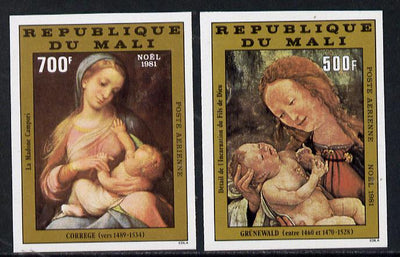 Mali 1981 Christmas imperf set of 2 from limited printing (as SG 893-4)