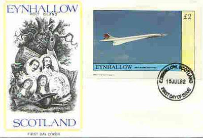 Eynhallow 1982 Concorde imperf deluxe sheet (£2 value) on cover with first day cancel