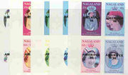 Nagaland 1986 Queen's 60th Birthday imperf sheetlet containing 4 values with AMERIPEX opt in black, set of 5 progressive proofs comprising single & various composite combinations (20 proofs) unmounted mint