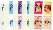 Nagaland 1986 Queen's 60th Birthday imperf sheetlet containing 4 values with AMERIPEX opt in blue, set of 5 progressive proofs comprising single & various composite combinations (20 proofs) unmounted mint