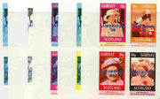 Gairsay 1986 Queen's 60th Birthday imperf sheetlet containing 4 values with AMERIPEX opt in blue, set of 5 progressive proofs comprising single & various composite combinations (20 proofs) unmounted mint