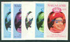 Nagaland 1986 Queen's 60th Birthday imperf deluxe sheet (2Ch value) with AMERIPEX opt in blue, set of 5 progressive proofs comprising single & various composite combinations unmounted mint