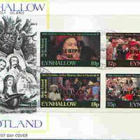 Eynhallow 1986 Queen's 60th Birthday imperf set of 4 (10p, 12p, 18p & 35p) opt'd AMERIPEX '86 in black on cover with first day cancel