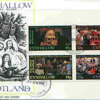 Eynhallow 1986 Queen's 60th Birthday perf set of 4 (10p, 12p, 18p & 35p) opt'd AMERIPEX '86 in black on cover with first day cancel