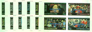 Eynhallow 1986 Queen's 60th Birthday imperf sheetlet containing set of 4 values each opt'd AMERIPEX '86 in blue - the set of 6 progressive proofs comprising single & various composite combinations incl completed design (24 proofs) unmounted mint