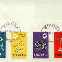 Stroma 1965 Europa (Flowers) perf set of 4 on reverse of cover to London which bears the normal 4d UK inland rate. Note: I have several of these covers so the one you receive may be slightly different to the one illustrated