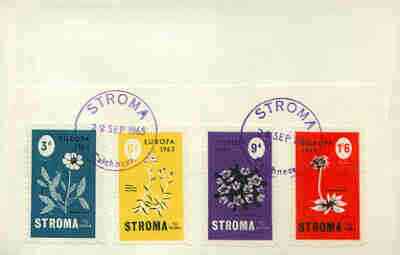 Stroma 1965 Europa (Flowers) perf set of 4 on reverse of cover to London which bears the normal 4d UK inland rate. Note: I have several of these covers so the one you receive may be slightly different to the one illustrated