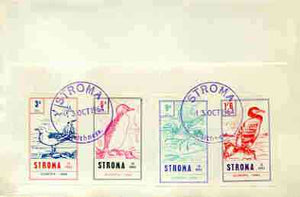 Stroma 1964 Europa (Birds) imperf set of 4 on reverse of cover to London which bears the normal 3d UK inland rate. Note: I have several of these covers so the one you receive may be slightly different to the one illustrated