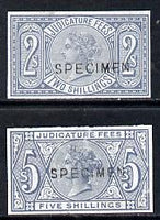 Great Britain 1876 Judicature Fees imperf 2s green & 5s green both unmounted & each opt'd SPECIMEN