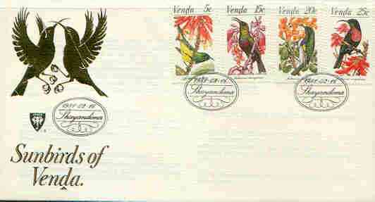 Venda 1981 Sunbirds set of 4 on illustrated cover with first day cancels, SG 38-41
