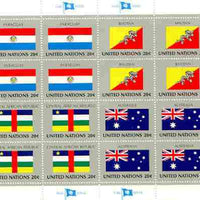United Nations (NY) 1984 Flags of Member Nations #5 sheetlet of 16 containing flags of Paraguay, Bhutan, Central African Republic & Australia each in blocks of 4 unmounted mint, SG 445a