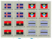 United Nations (NY) 1986 Flags of Member Nations #7 sheetlet of 16 containing flags of Iceland, Antigua and Barbuda,Angola & Botswana each in blocks of 4 unmounted mint, SG 497a