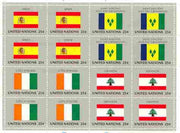 United Nations (NY) 1988 Flags of Member Nations #9 sheetlet of 16 containing flags of Spain, St Vincent, Ivory Coast & Lebanon each in blocks of 4 unmounted mint, SG 540a