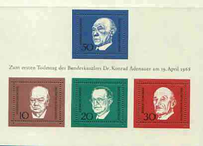 Germany - West 1968 Ardenauer Commemoration (1st issue) m/sheet unmounted mint, SG MS 1459