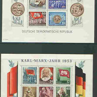 Germany - East 1953 Death Anniversary of Karl Marx set of 2 perf m/sheets unmounted mint, SG MS E111a