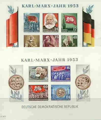 Germany - East 1953 Death Anniversary of Karl Marx set of 2 imperf m/sheets unmounted mint, SG MS E111b