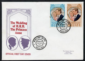 Belize 1973 Royal Wedding set of 2 on illustrated cover with first day cancel