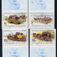 Lesotho 1984 Koala Bear - 'Ausipex' Stamp Exhibition 6s, 7s, 10s & 30s values in unmounted mint imperf gutter pairs (bear featured in margin) SG 599-602