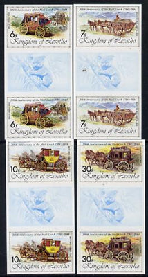 Lesotho 1984 Koala Bear - 'Ausipex' Stamp Exhibition 6s, 7s, 10s & 30s values in unmounted mint imperf gutter pairs (bear featured in margin) SG 599-602