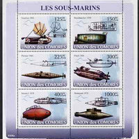 Comoro Islands 2009 Submarines perf sheetlet containing 6 values unmounted mint, Michel 1910-15