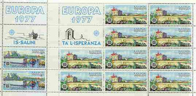 Malta 1977 Europa set of 2 each in sheetlets of 10 plus 2 labels, unmounted mint as SG 584-85