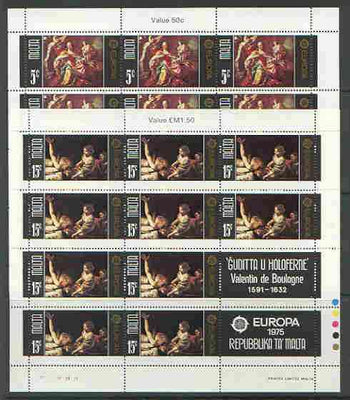 Malta 1975 Europa (Paintings) set of 2 each in sheetlets of 10 plus 2 labels, unmounted mint as SG 543-44