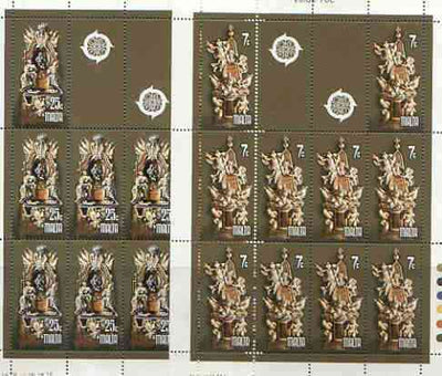 Malta 1978 Europa (Monuments) set of 2 each in sheetlets of 10 plus 2 labels, unmounted mint as SG 599-600