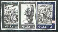 Malta 1978 Death Anniversary of Albrecht Durer set of 3 unmounted mint, SG 596-98*