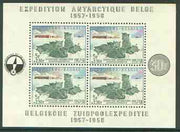 Belgium 1957 Antarctic Expedition m/sheet containing block of 4 Sledge Dog stamps, minor wrinkles but unmounted mint, SG MS 1620