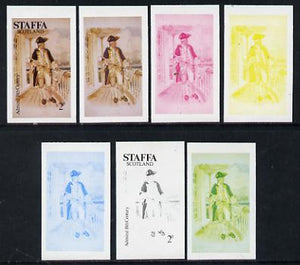 Staffa 1977 Sailor's' Uniforms 2p (Admiral 18th Century) set of 7 imperf progressive colour proofs comprising the 4 individual colours plus 2, 3 and all 4-colour composites unmounted mint