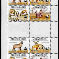 Mozambique 2010 WWF - Antelope Hippotragus equinus perf sheetlet containing 2 x sets of 4 vaues unmounted mint