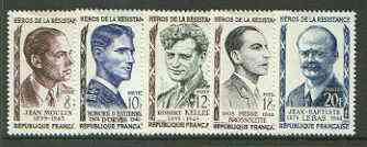 France 1957 Heroes of the Resistance (1st issue) set of 5 unmounted mint, SG 1329-33