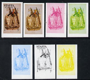 Staffa 1977 Sailor's' Uniforms 5p (Heaving the Lead 1829) set of 7 imperf progressive colour proofs comprising the 4 individual colours plus 2, 3 and all 4-colour composites unmounted mint