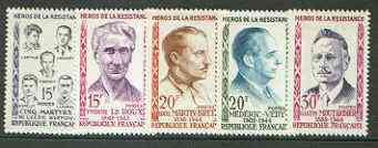 France 1959 Heroes of the Resistance (3rd issue) set of 5 unmounted mint, SG 1418-22*
