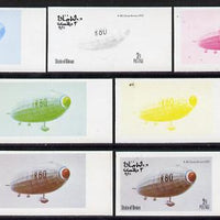 Oman 1977 Airships 2b (R80 of Great Britain - 1920) set of 7 imperf progressive colour proofs comprising the 4 individual colours plus 2, 3 and all 4-colour composites unmounted mint