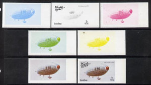 Oman 1977 Airships 2b (R80 of Great Britain - 1920) set of 7 imperf progressive colour proofs comprising the 4 individual colours plus 2, 3 and all 4-colour composites unmounted mint